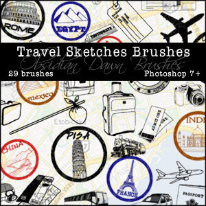 Obsidian Dawn Photoshop Brushes - Travel Sketches Brushes