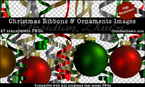Christmas Ribbons And Christmas Ornaments Transparent PNGs
