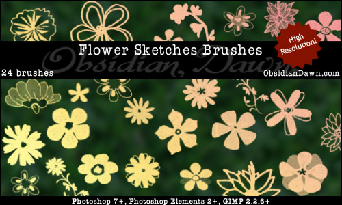Flower Sketches Photoshop Brushes