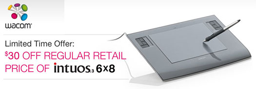 Wacom Intuos Tablet Special $30 Rebate Special Offer