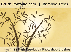 Bamboo Trees And Water Color Flowers - Free Photoshop Brushes