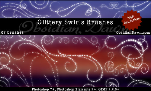 Glittery Swirls Photoshop Brushes From Obsidian Dawn Want Free Photoshop 