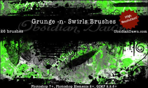 Grunge -n- Swirls Free Photoshop Brushes From Obsidian Dawn