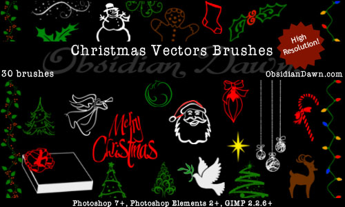 Christmas Vectors Photoshop & GIMP Brushes