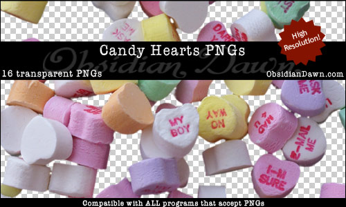 Candy Hearts - Transparent PNGs For Photoshop Use