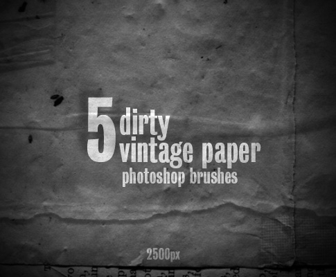 5 Free Vintage Dirty Paper Photoshop Brushes