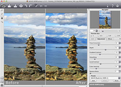 The software creates HDR images from a series of photographs taken at different exposures or from a single image