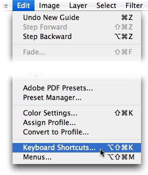 mac command for step backward in photoshop